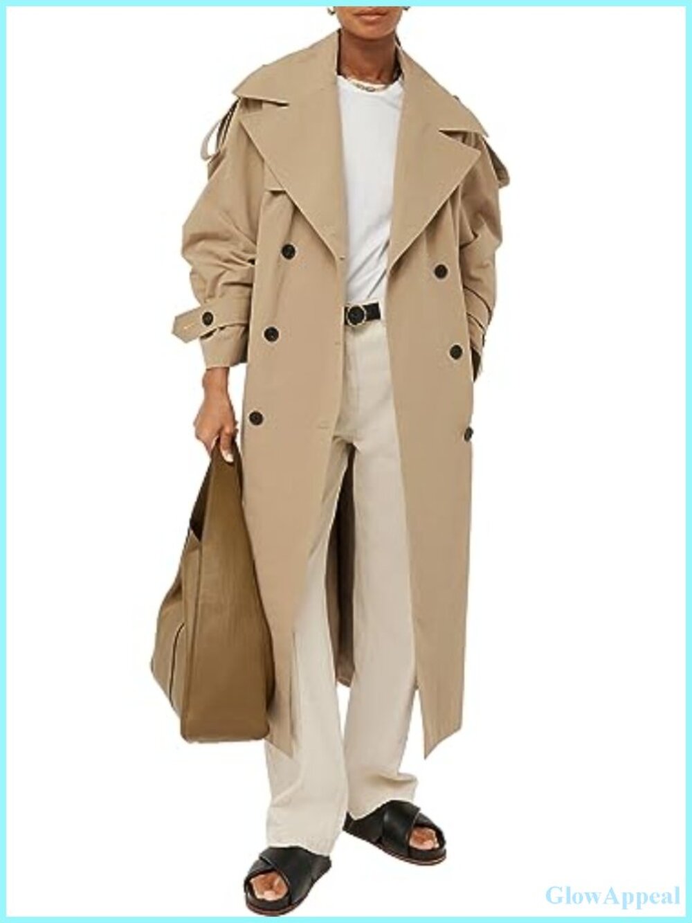 Women's Trench Coat Double Breasted Windproof Long Sleeve